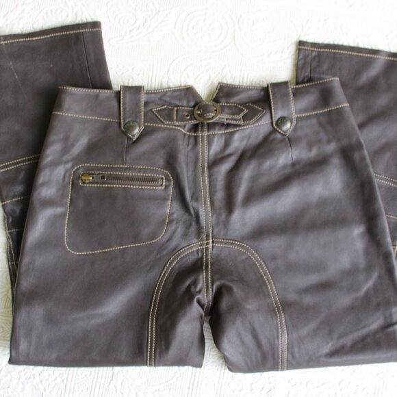 CASCH GRO ABRAHAMSSON vintage leather cropped pant equestrian POLO Jodhpurs 38 - Picture 8 of 9